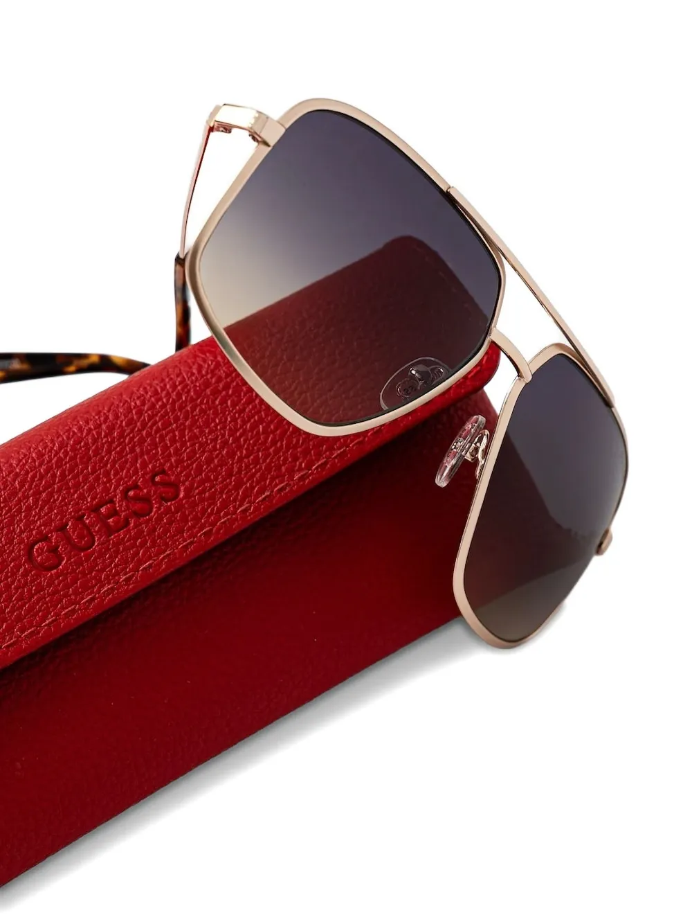 GUESS EYEWEAR Zonnebril met vierkant montuur en dubbele neusbrug Goud