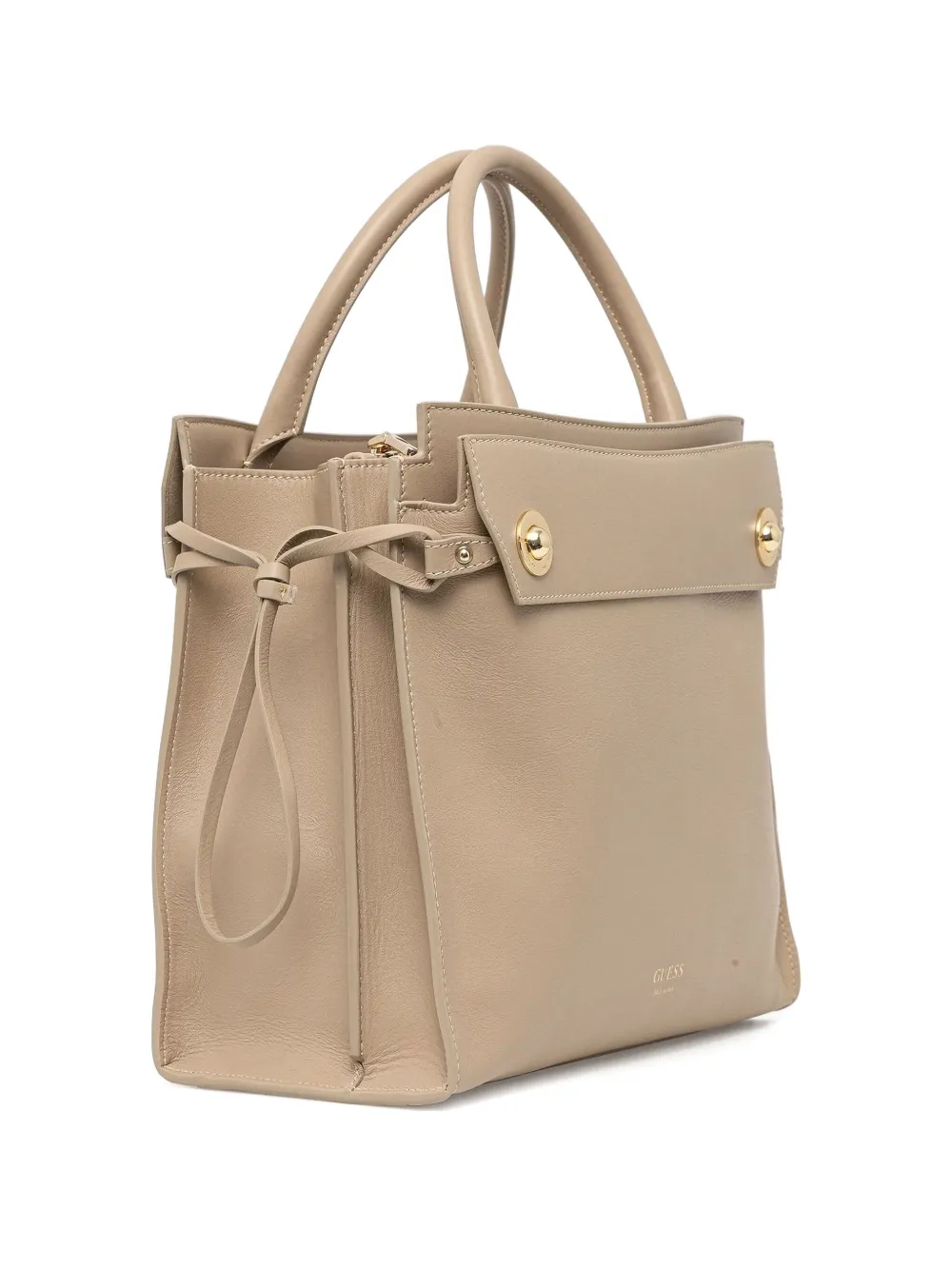 Guess Usa Knotted-detail Leather Tote Bag In Neutral