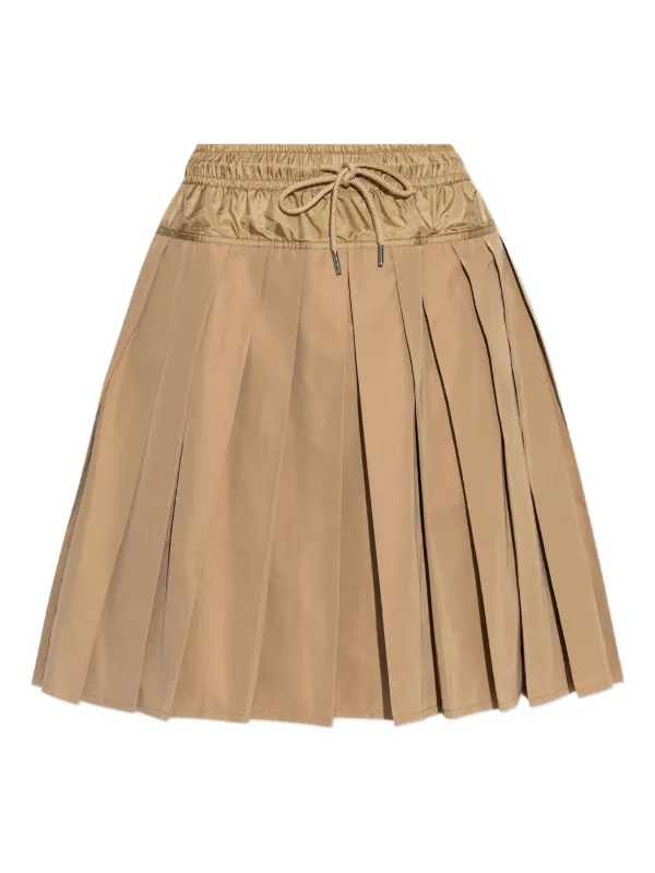 Moncler Drawstring-waist Pleated Skirt in 238 BEIGE