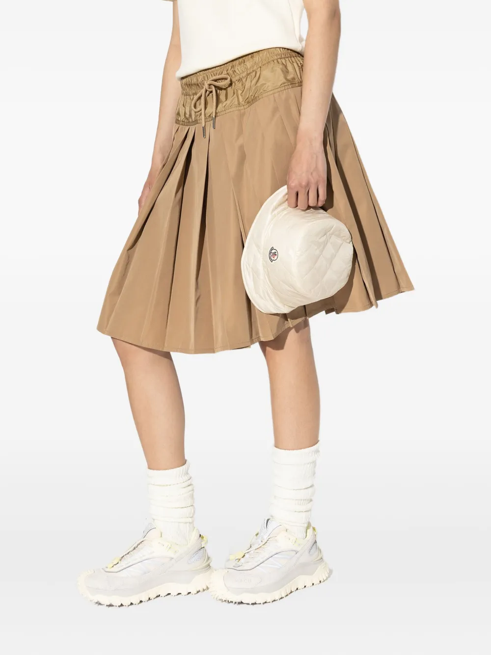 drawstring-waist pleated skirt