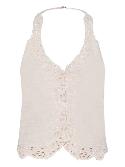 Cult Gaia embroidered button-front top