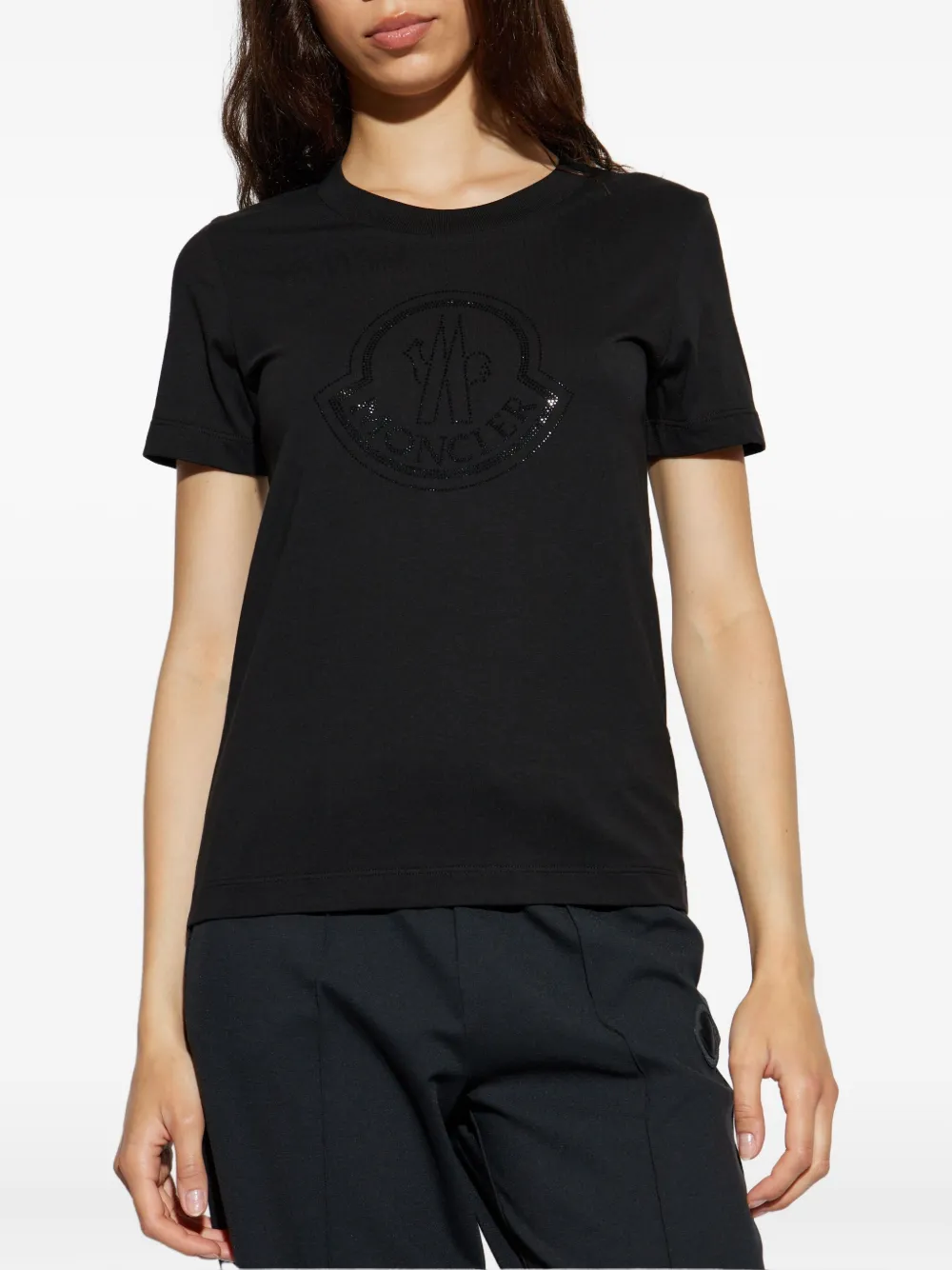 Moncler sequined-logo t-shirt Zwart