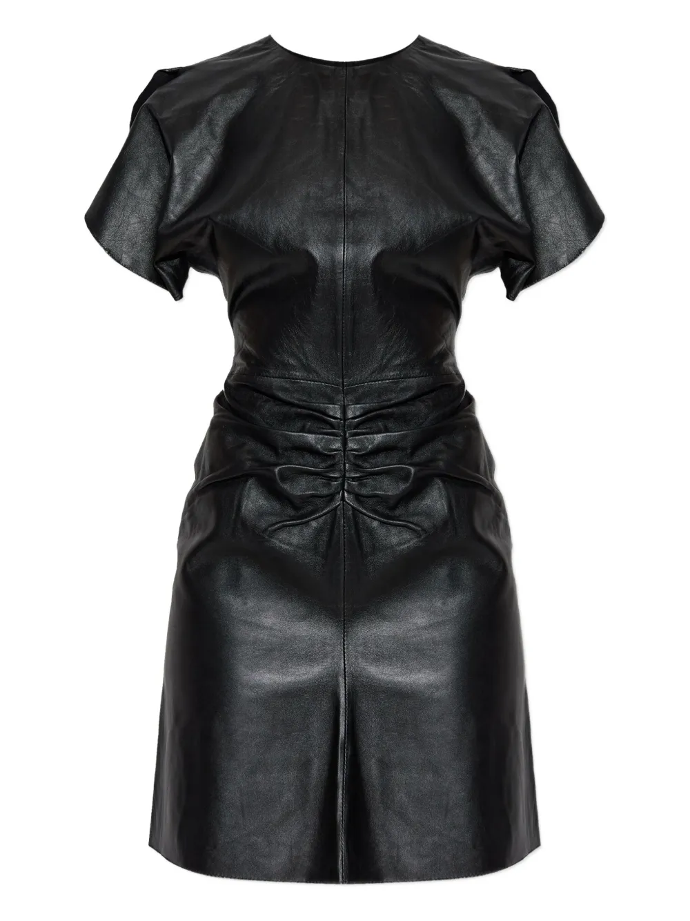 Victoria Beckham Ruched Leather Mini Dress
