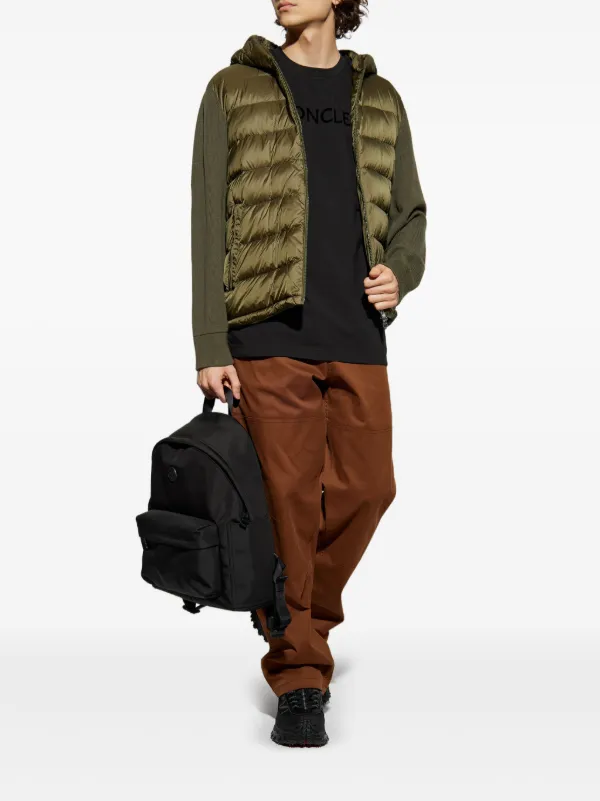 MONCLER オリーブグリーン 長袖ニット Olive Green Padded Wool & Cashmere Zip-Up Cardigan - Sweaters