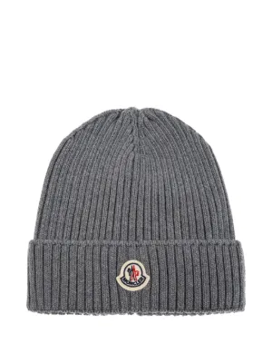 Moncler Enfant リブニット ビーニー | ブラック | FARFETCH JP