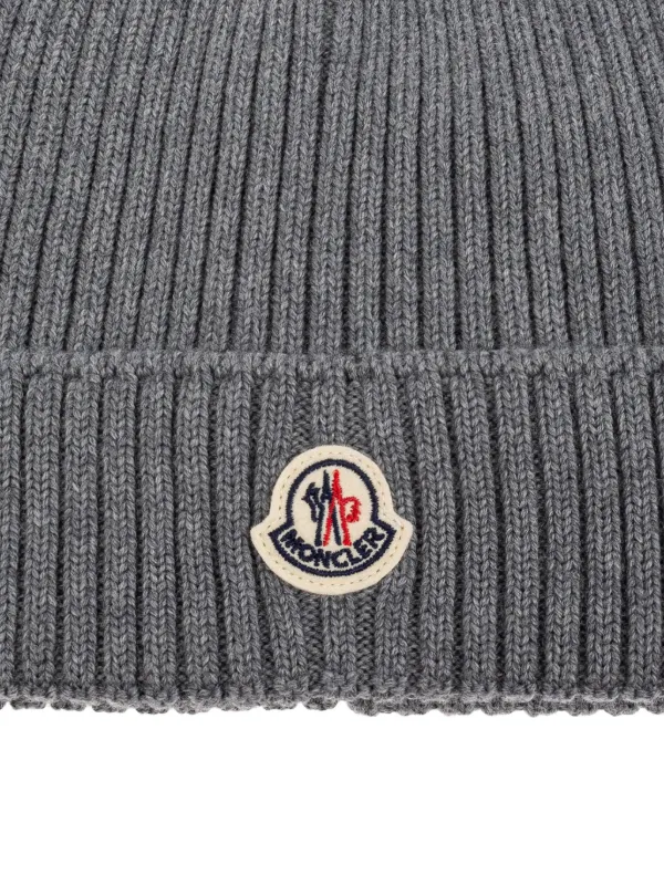 Moncler Enfant ロゴパッチ ビーニー | グレー | FARFETCH JP