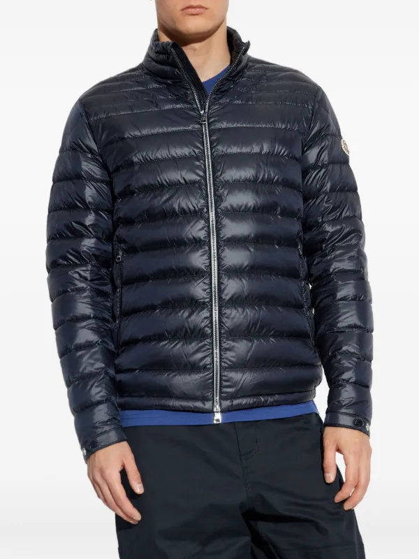 MONCLER パッチ ジップアップ パデッド ジャケット 大人気 Moncler ジップアップ パデッドジャケット | ブルー | FARFETCH JP