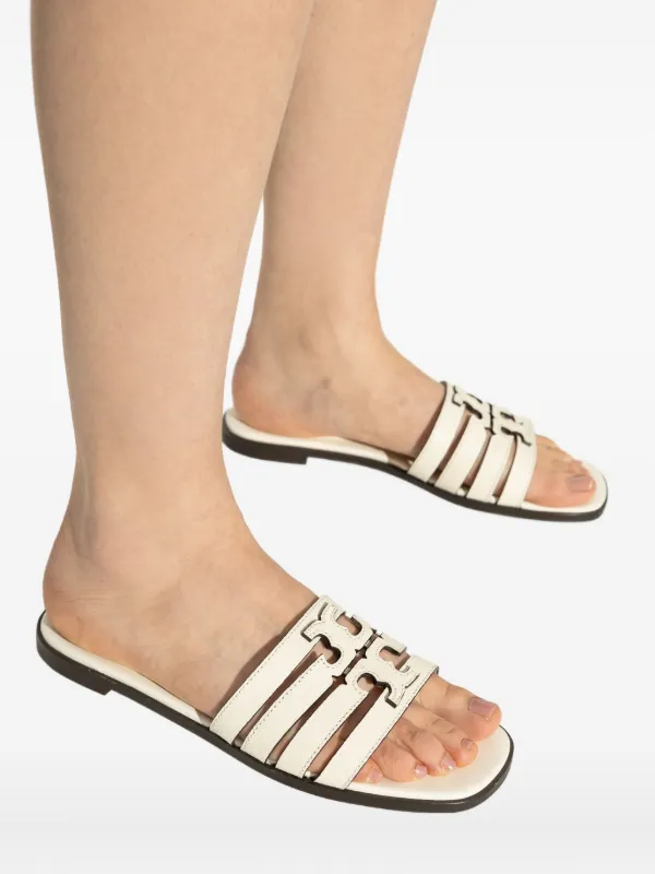 Tory Burch Leather Flat Sandals White FARFETCH IN