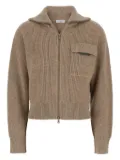 Brunello Cucinelli zip-up ribbed cardigan - Neutrals