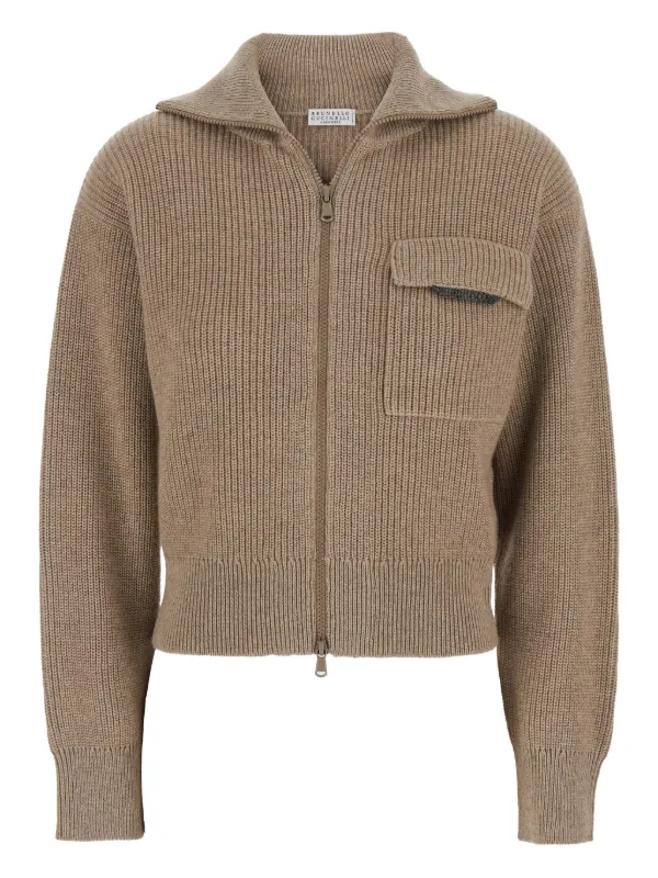 ニット・セーター BRUNELLO CUCINELLI Zip cardigan Beige MNI708616 Brunello Cucinelli - Beige Cotton Full Zip Cardigan