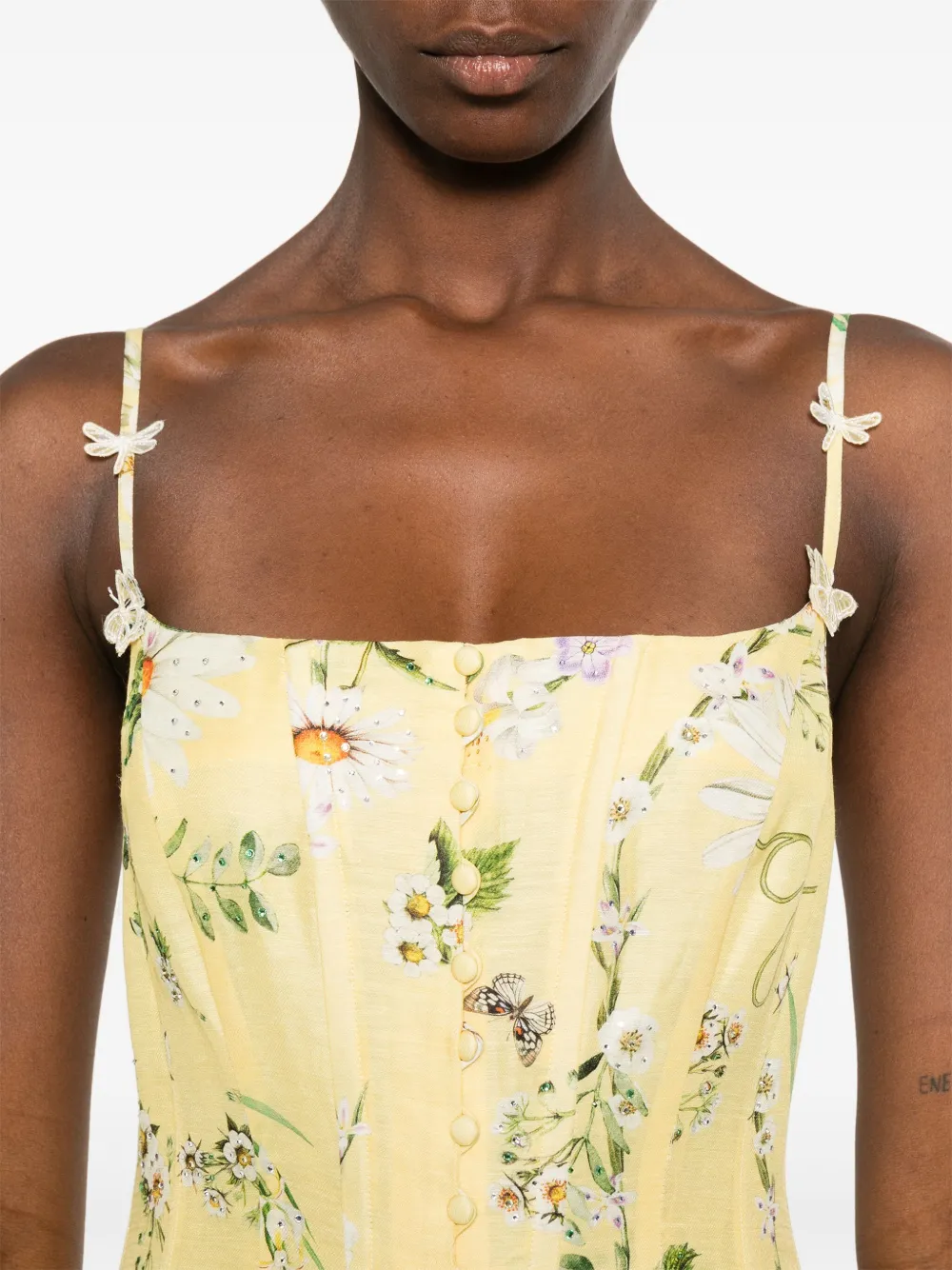 Camilla Jurk met bloemenprint Geel