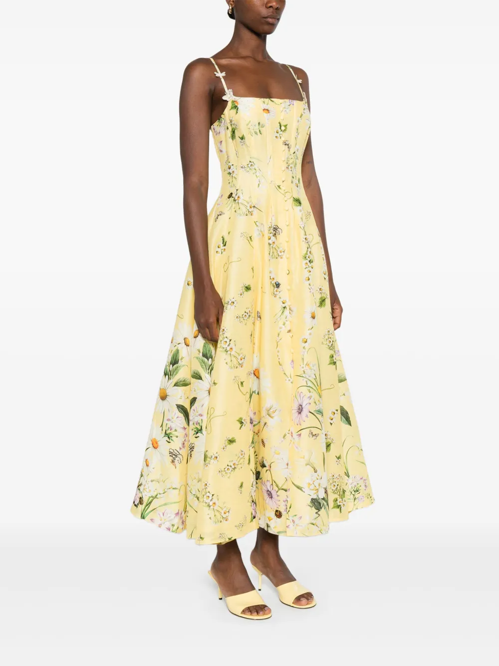 Camilla Jurk met bloemenprint Geel