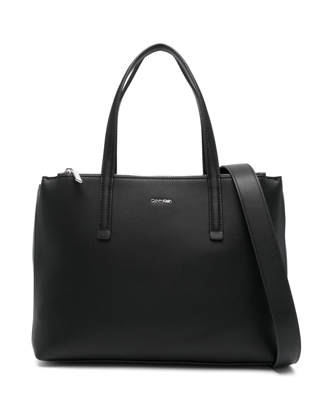 Calvin Klein Leren shopper Zwart