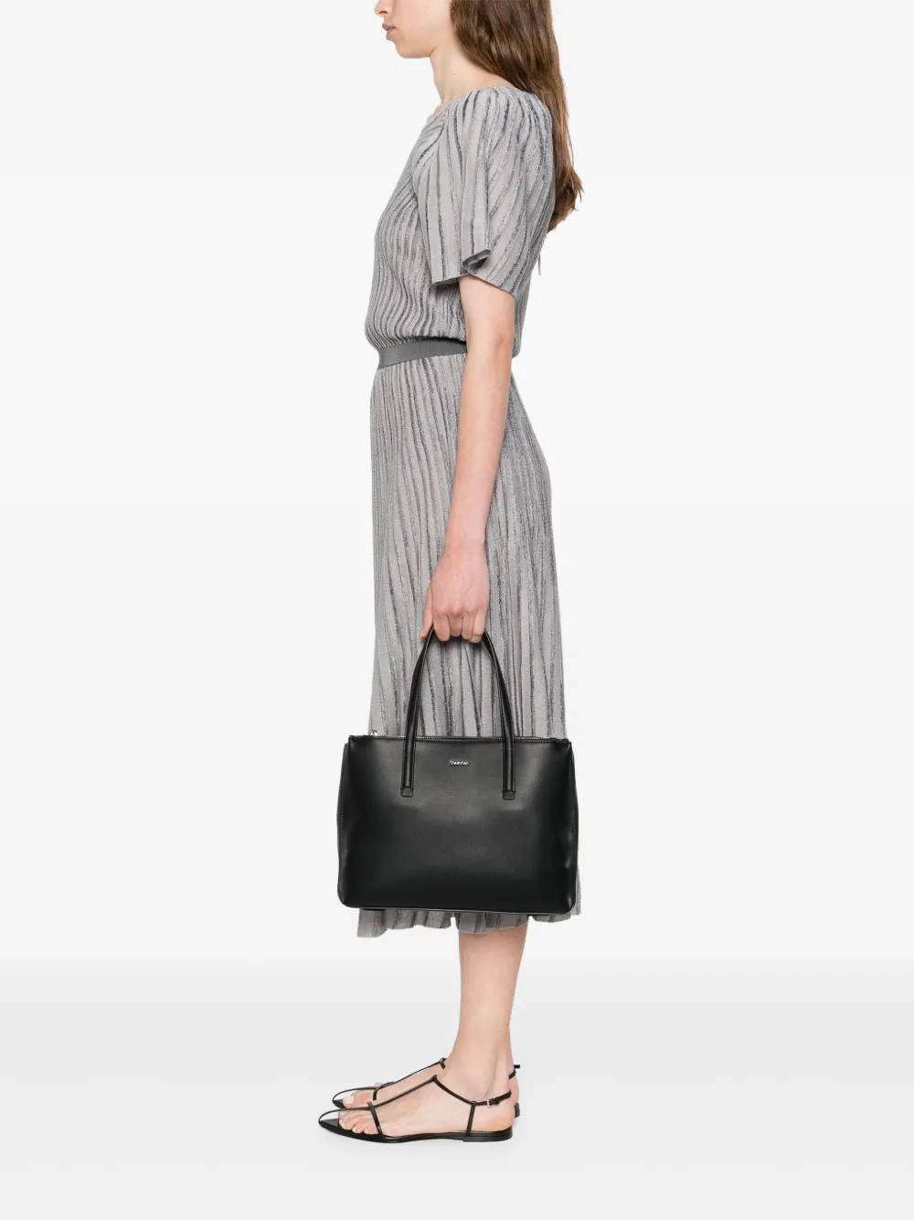 Calvin Klein Leren shopper Zwart