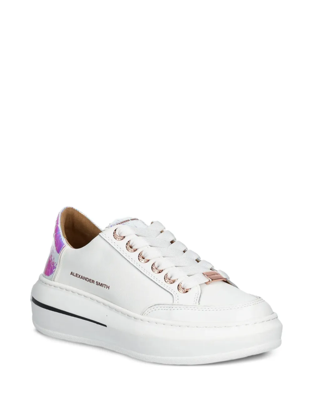 Alexander Smith Sneakers met iriserend vlak en plateauzool - Wit