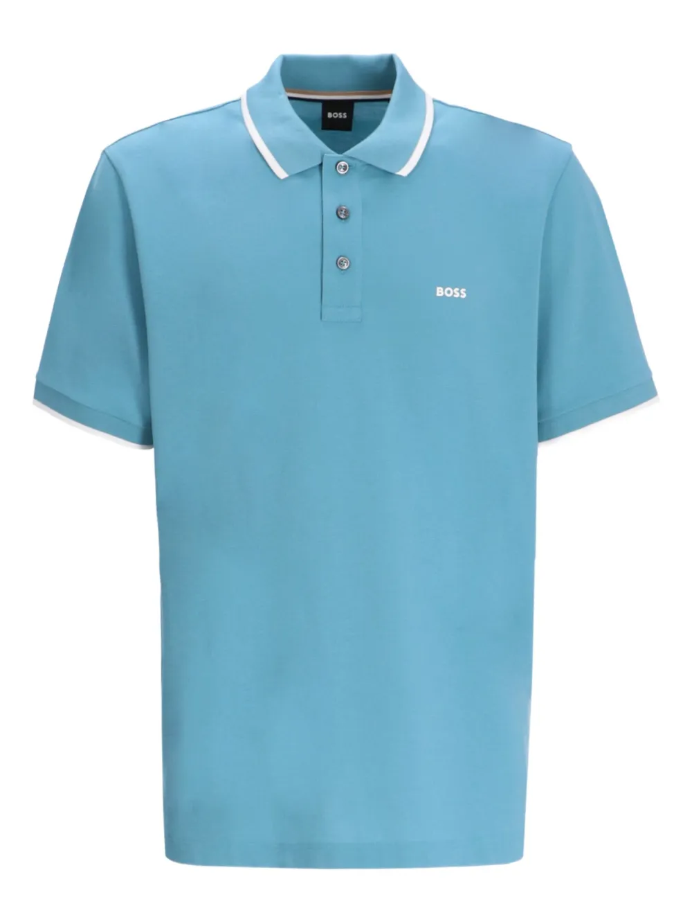 BOSS Poloshirt met contrasterende afwerking Blauw