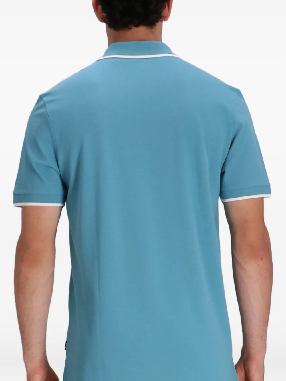BOSS Poloshirt met contrasterende afwerking Blauw