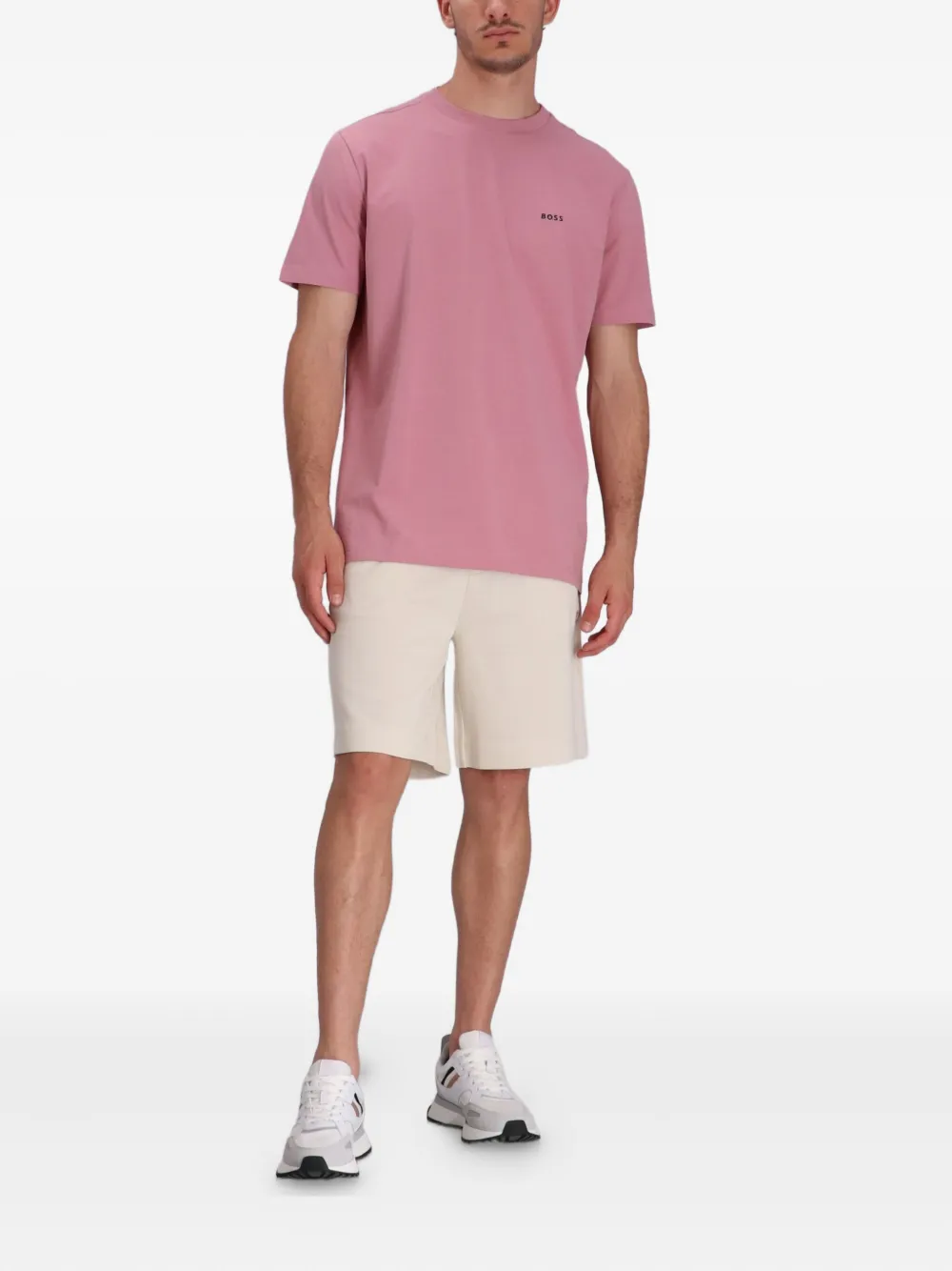 BOSS T-shirt met geborduurd logo Roze
