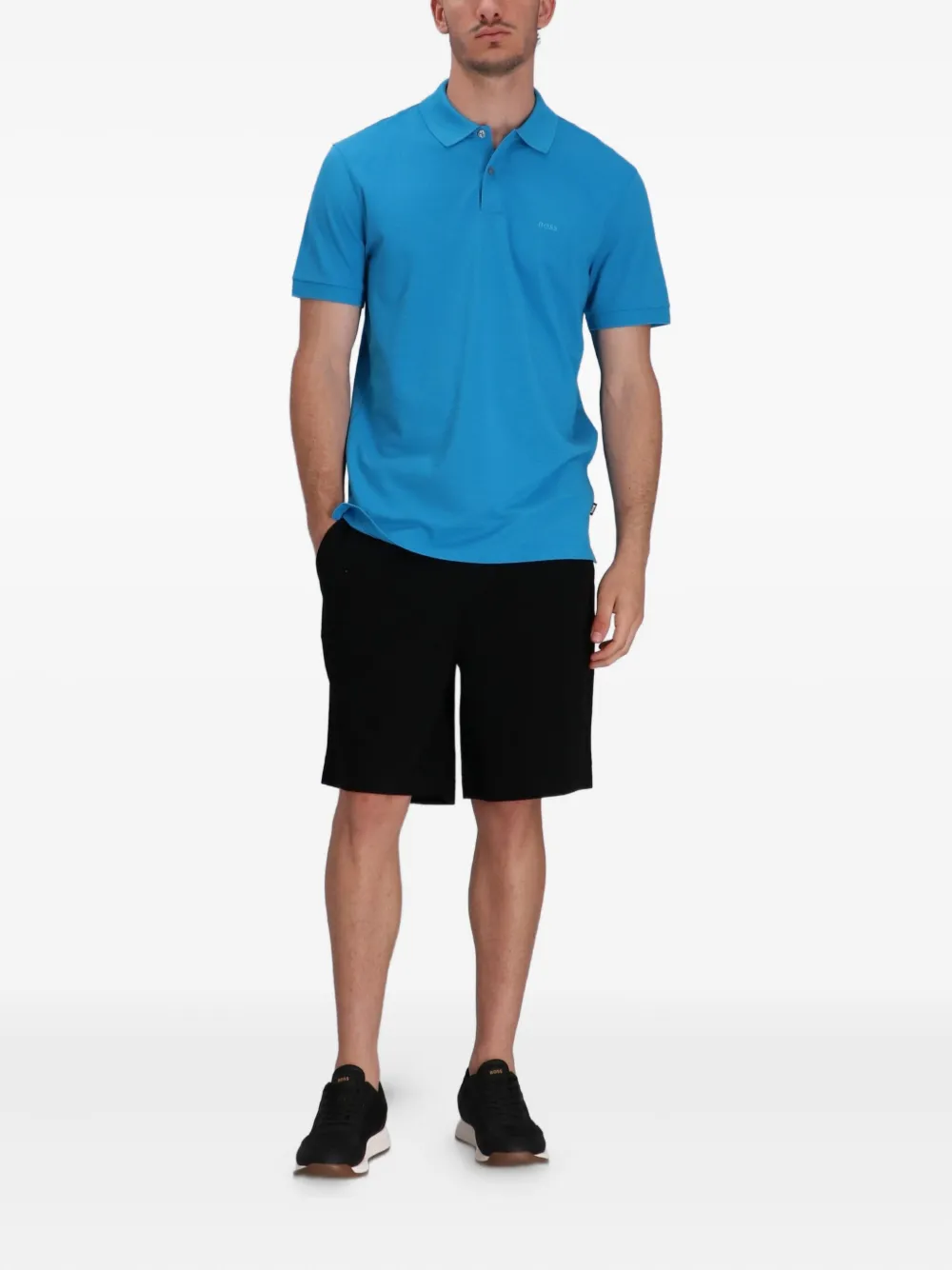 BOSS Piqué poloshirt Blauw