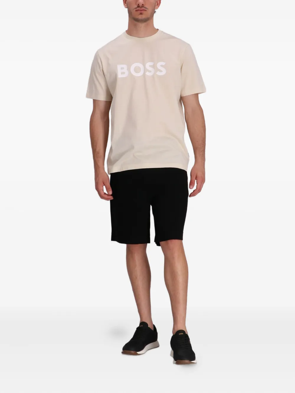 BOSS T-shirt met logoprint Beige