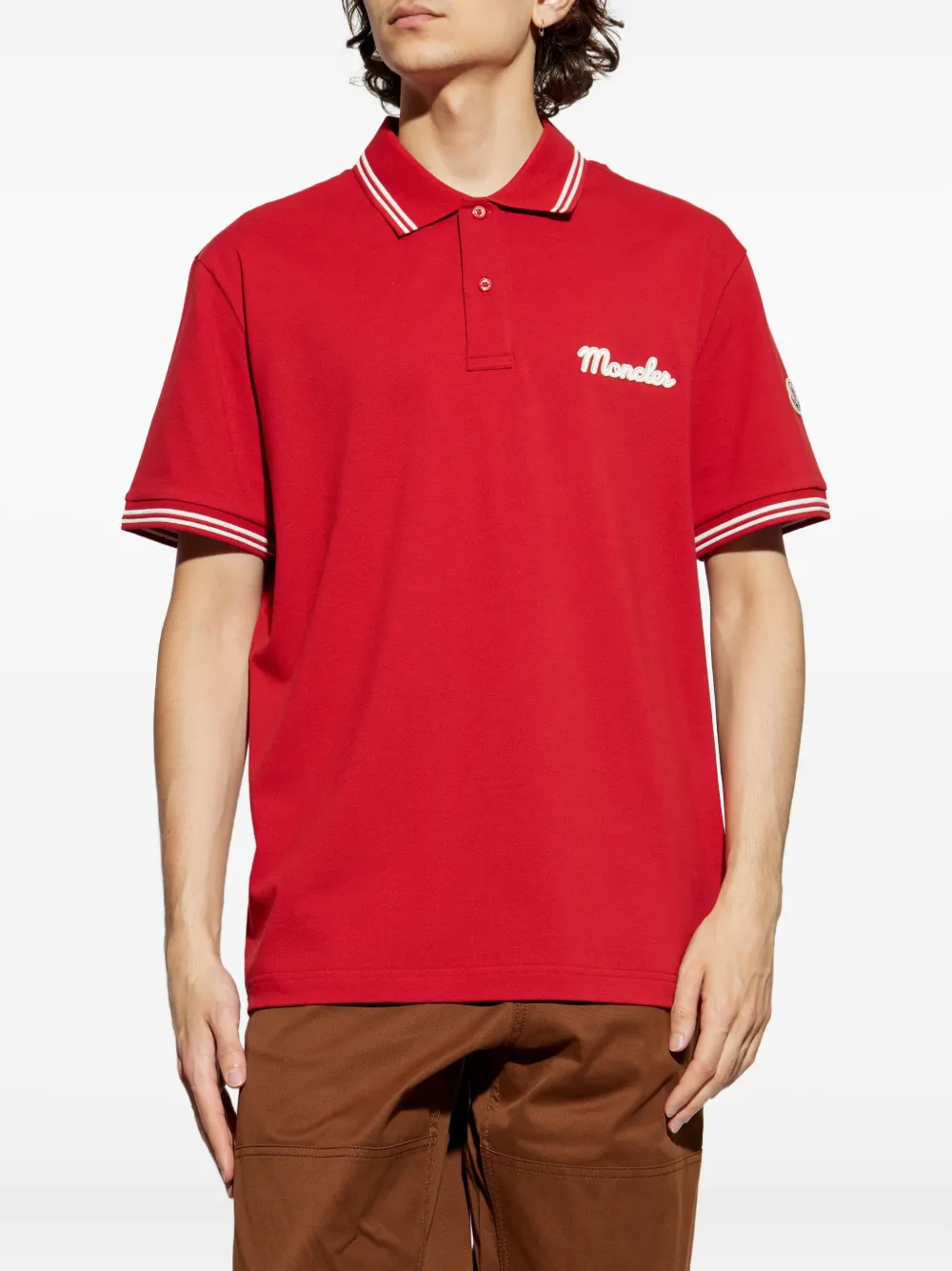 Moncler Poloshirt met geborduurd logo Rood