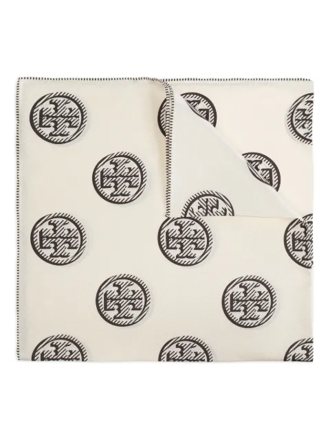 Tory Burch logo-print silk scarf