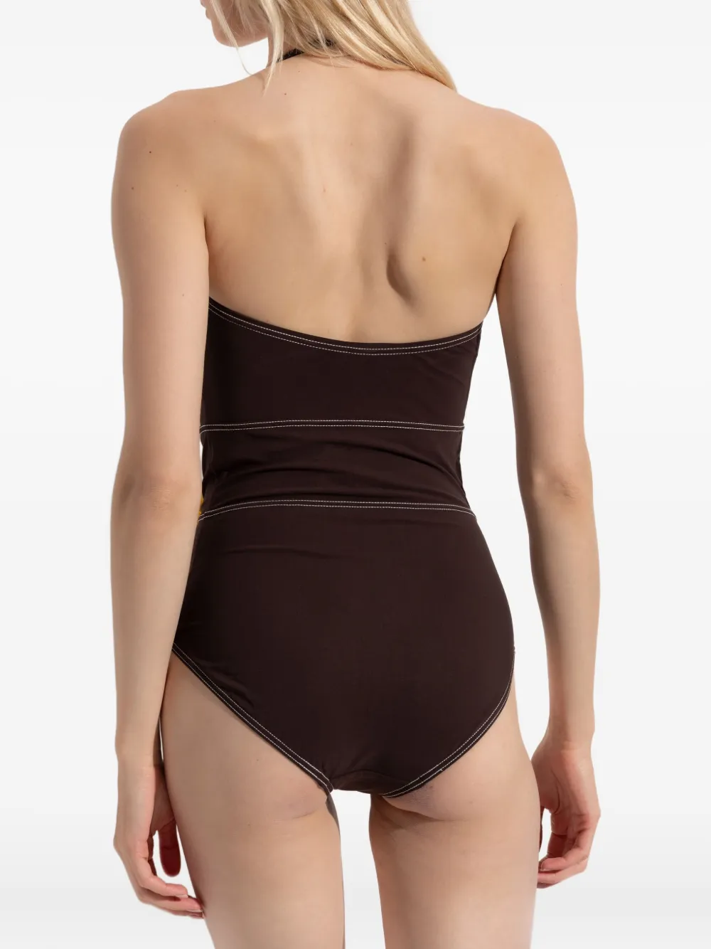 Tory Burch Badpak met halternek en bloemenapplicatie Bruin