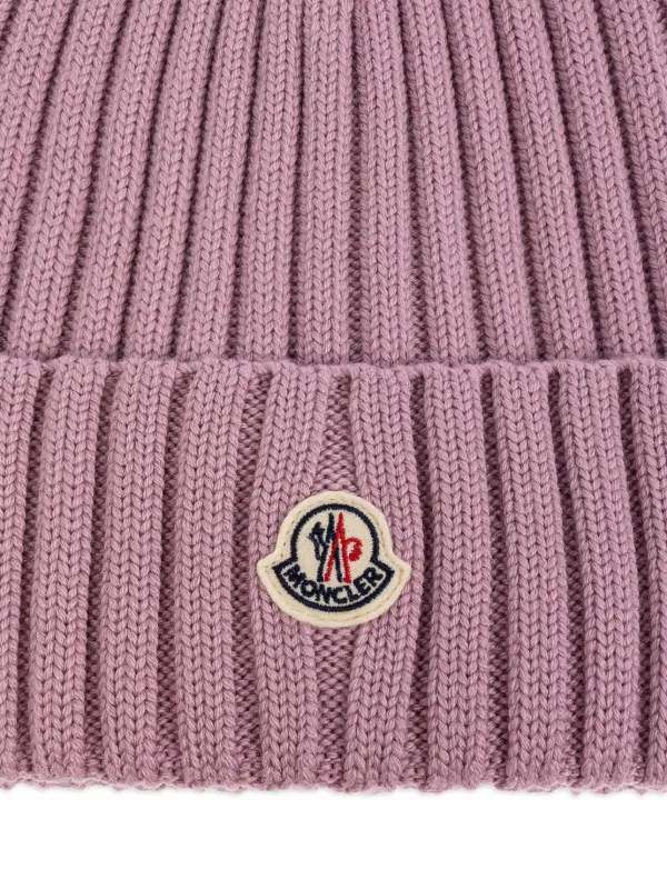 Moncler ribbed-knit Beanie | Pink | FARFETCH display picture 1
