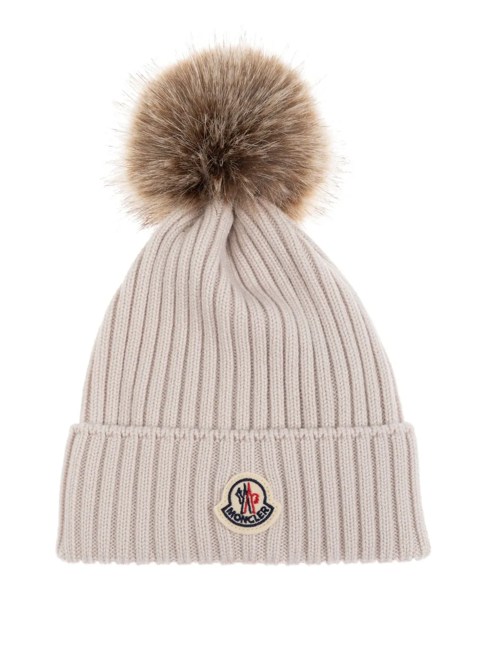 Moncler Enfant Mütze mit Logo-Patch | Nude | Image 1