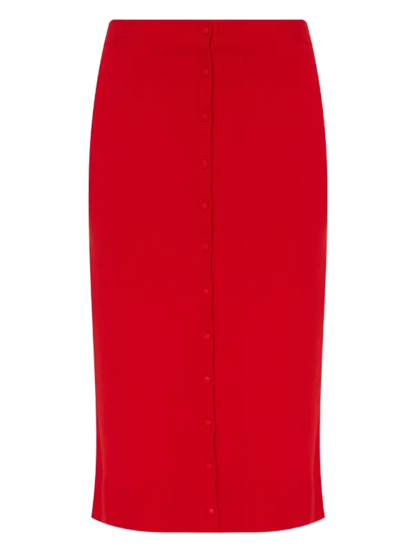 Victoria Beckham Button-front Fitted Skirt in Red