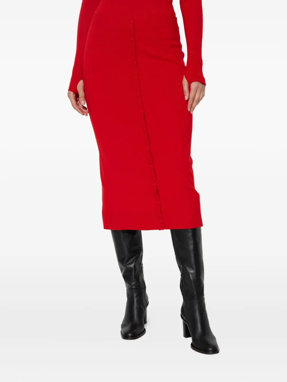 Victoria Beckham Getailleerde rok met knopen Rood