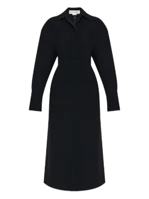knee length dresses for ladies Women's Knit Ribbed Collar Button Down Midi Dress – Lucca Couture