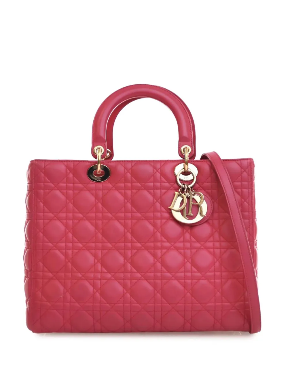 Christian Dior Pre-Owned 2013 ラージ ラムスキン カナージュ レディ ディオール サッチェルバッグ - ピンク Christian Dior Pre-Owned 2013 ラージ ラムスキン カナージュ レディ ディオール サッチェルバッグ - ピンク