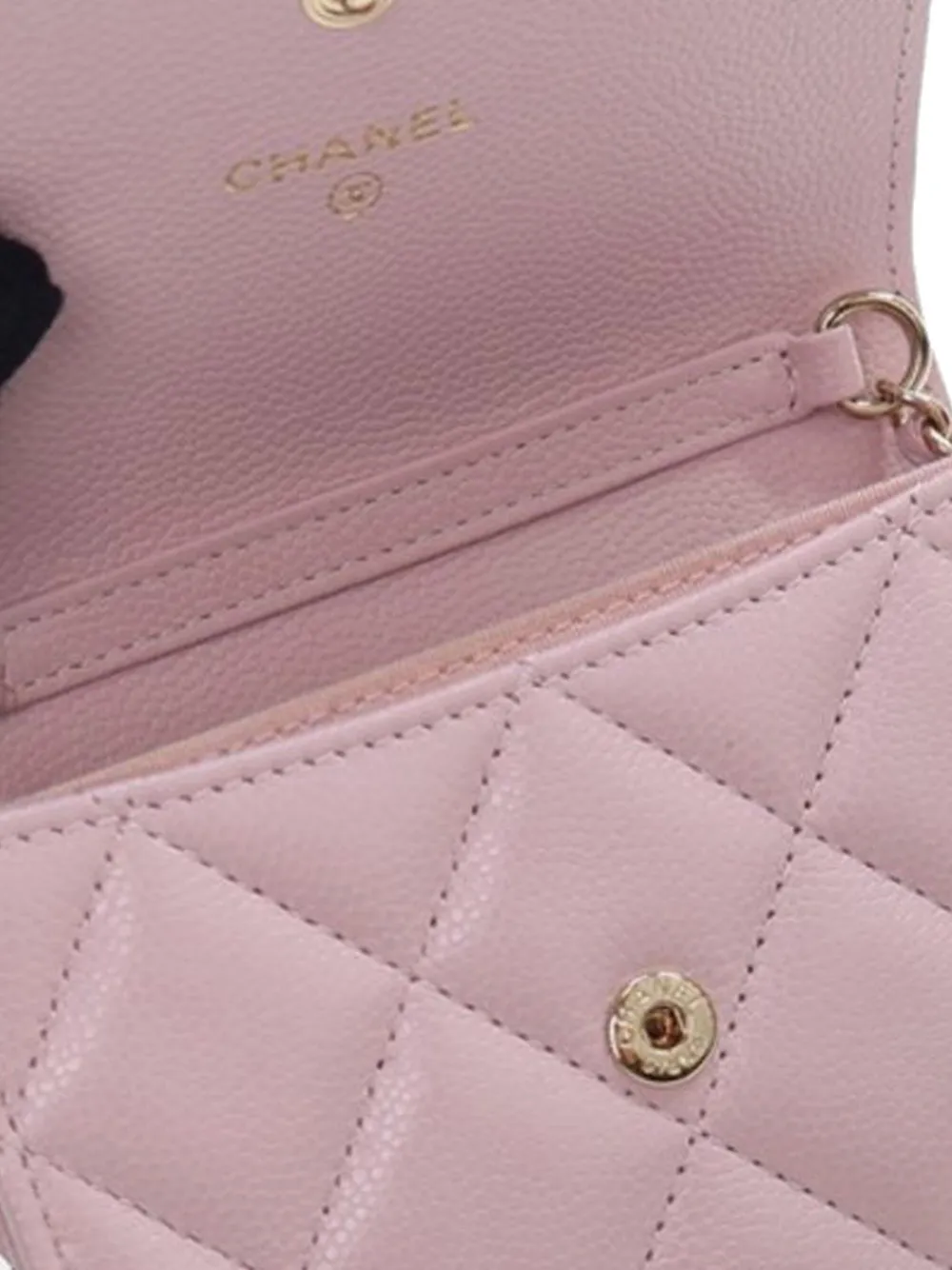 Pre-owned Chanel 2021 Quilted Caviar Coco Candy Card Holder On Chain Crossbody Bag