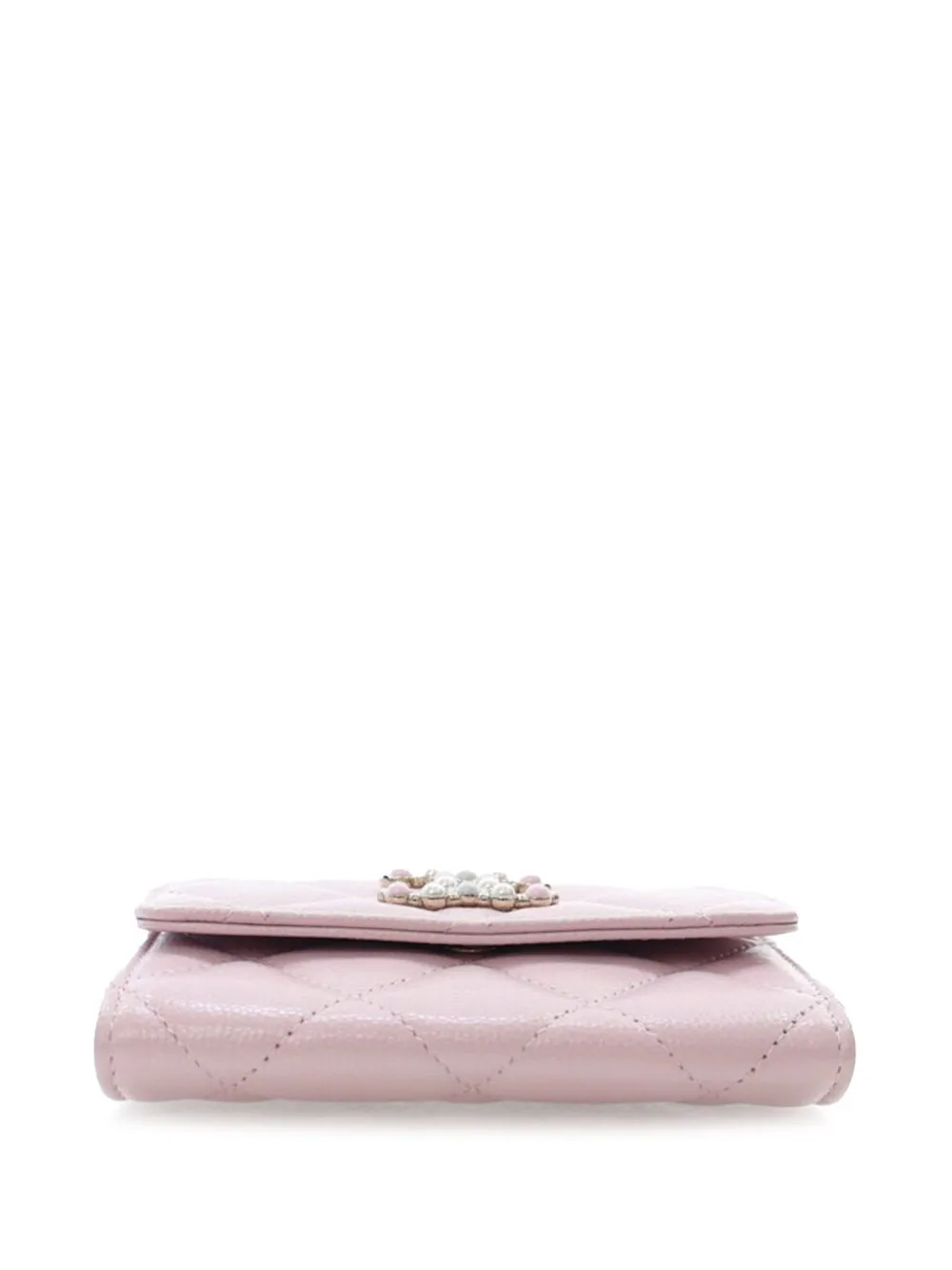 Pre-owned Chanel 2021 Quilted Caviar Coco Candy Card Holder On Chain Crossbody Bag