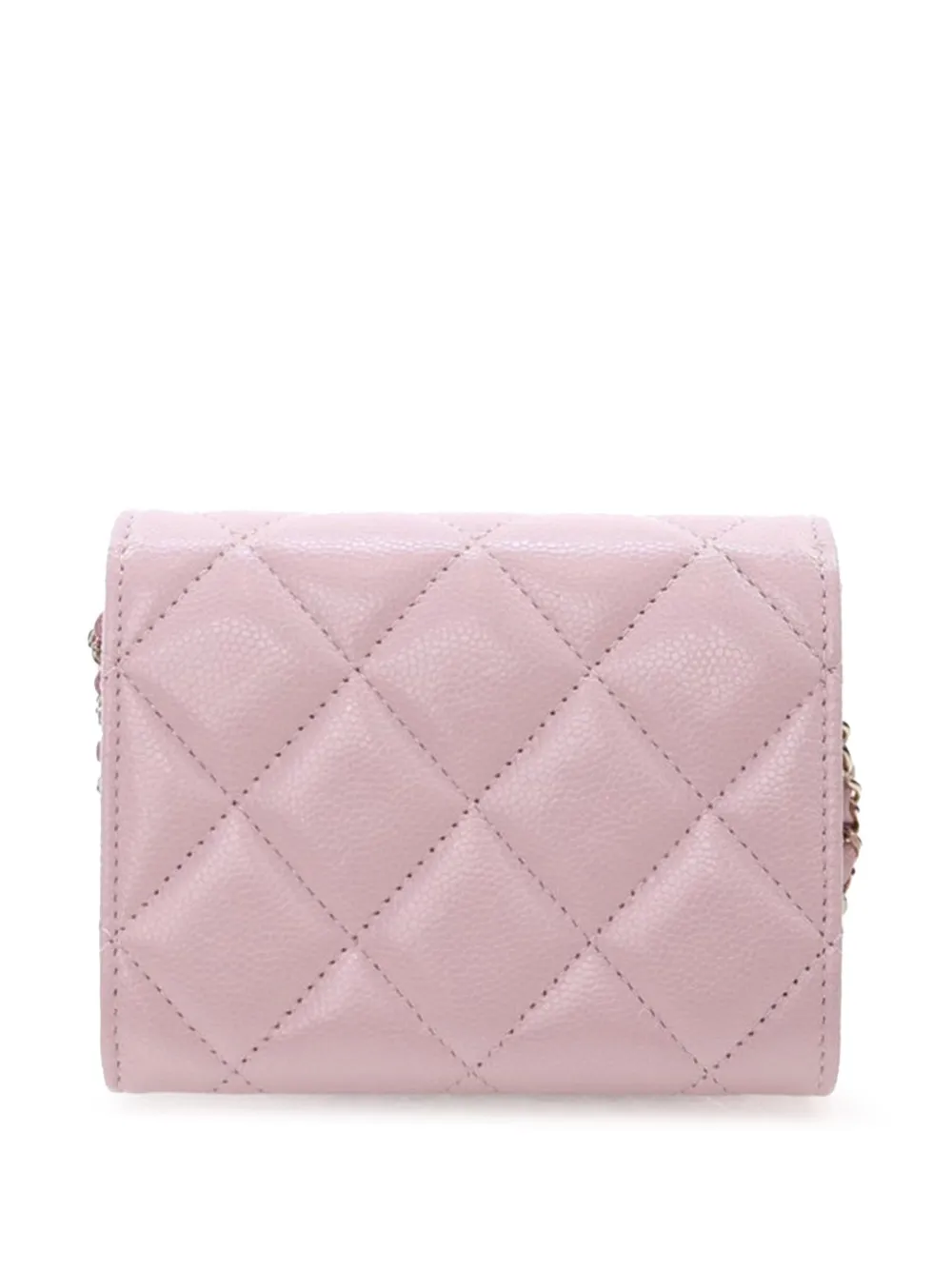 Pre-owned Chanel 2021 Quilted Caviar Coco Candy Card Holder On Chain Crossbody Bag
