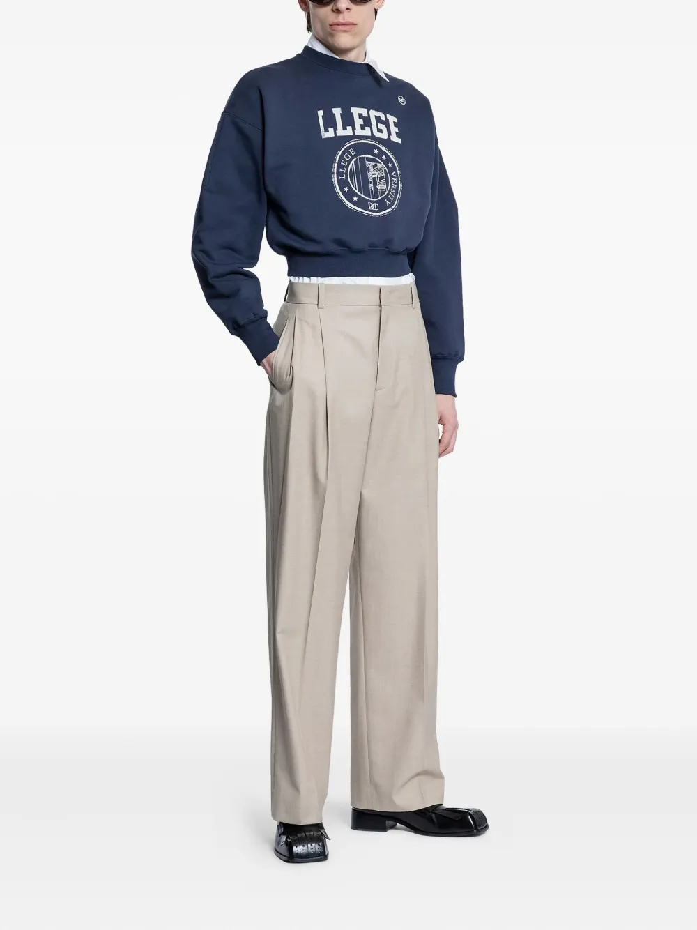 Recto Llege-logo cropped sweatshirt - Blauw