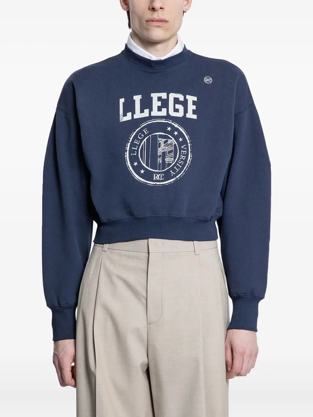 Recto Llege-logo cropped sweatshirt | Blue | Image 1