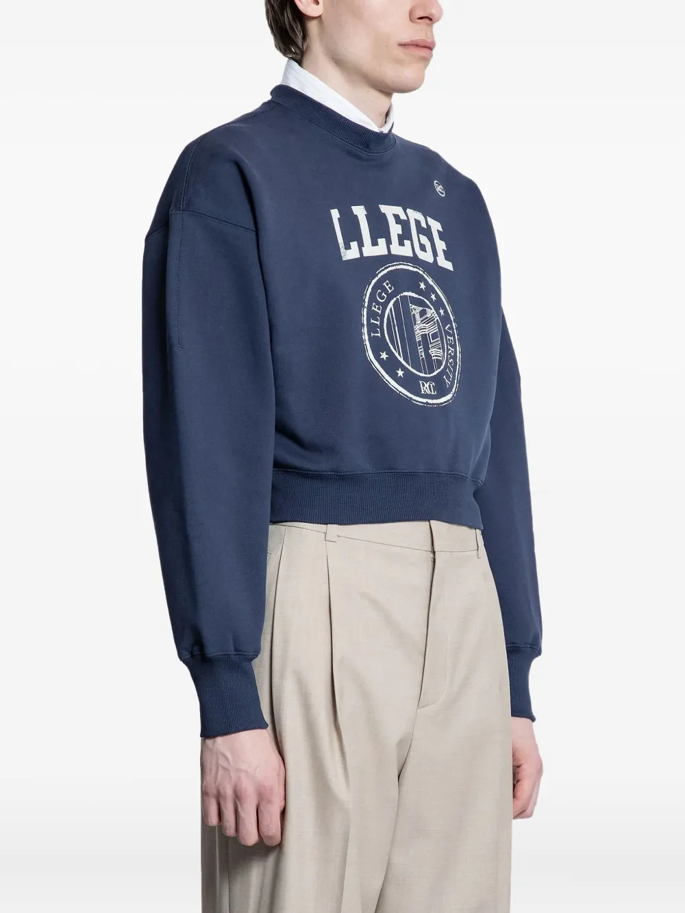  Recto Llege-logo Cropped Sweatshirt - Blue 