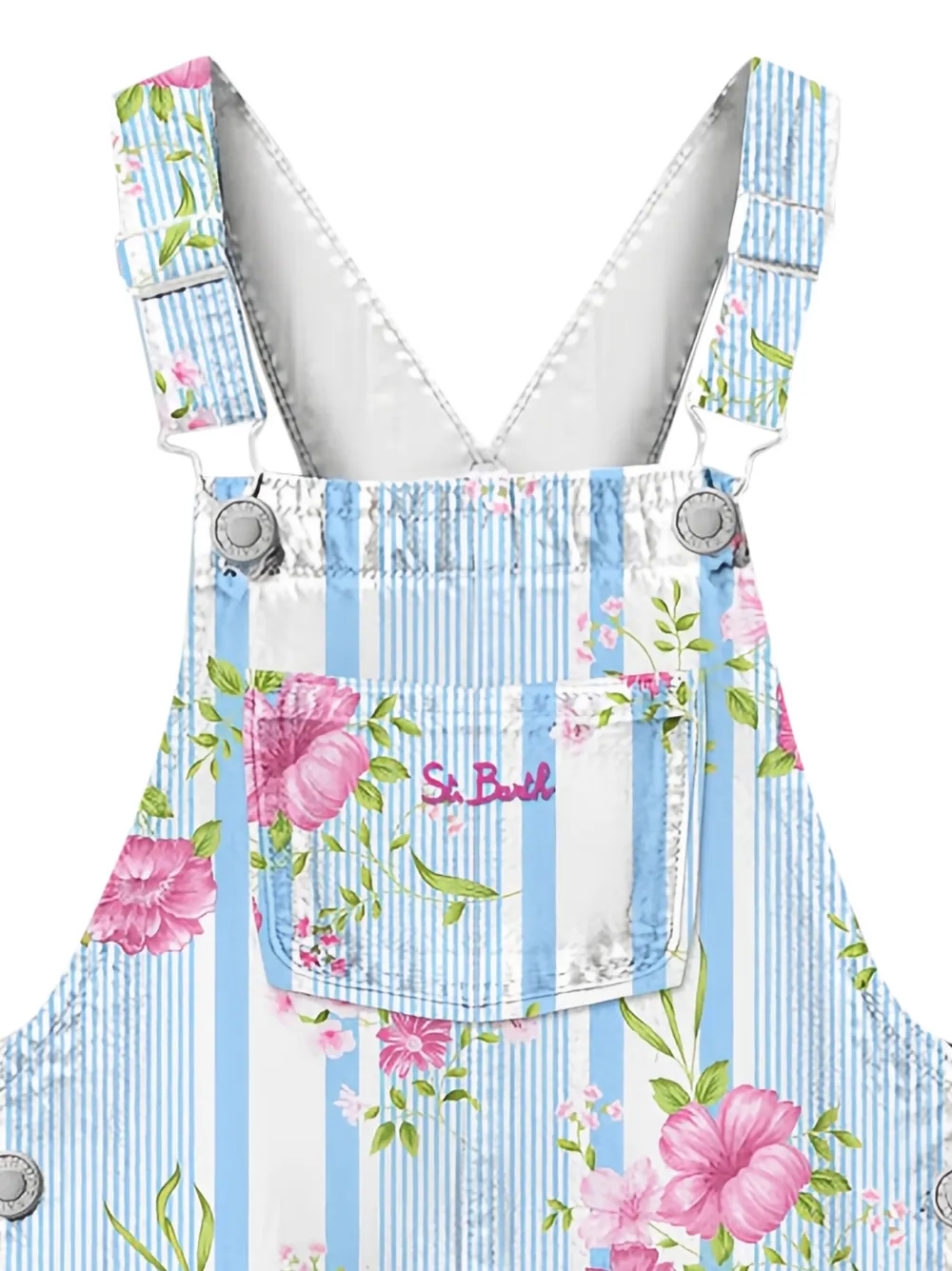 MC2 Saint Barth Kids Tecla gestreepte jurk met bloemen Blauw