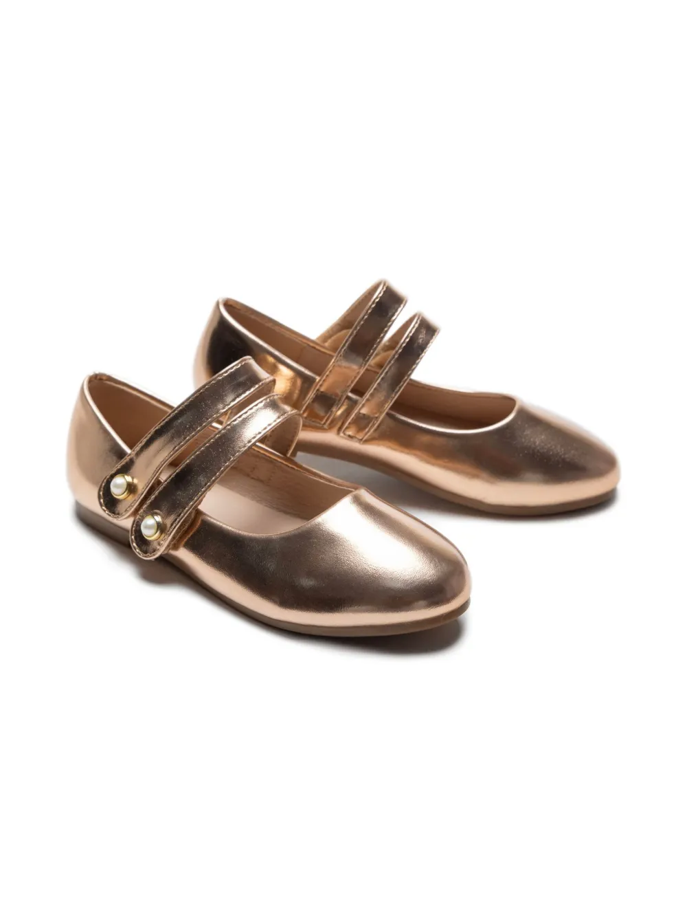 Tulleen metallic-finish ballerina shoes Gold