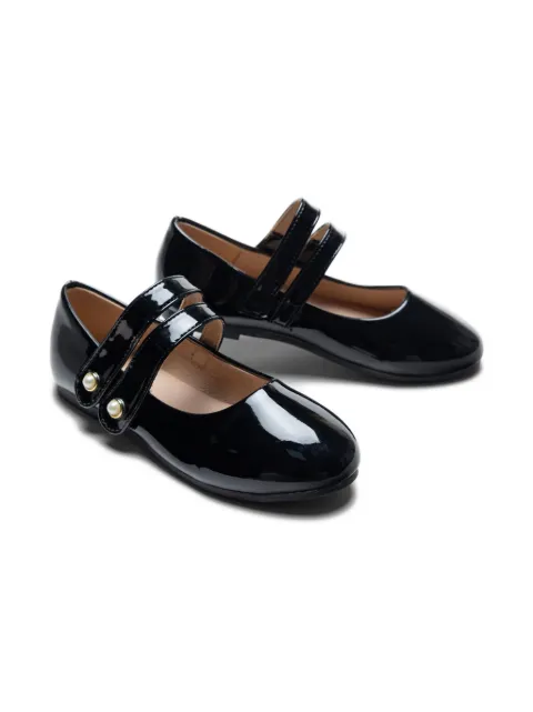 Tulleen patent-finish ballerina shoes