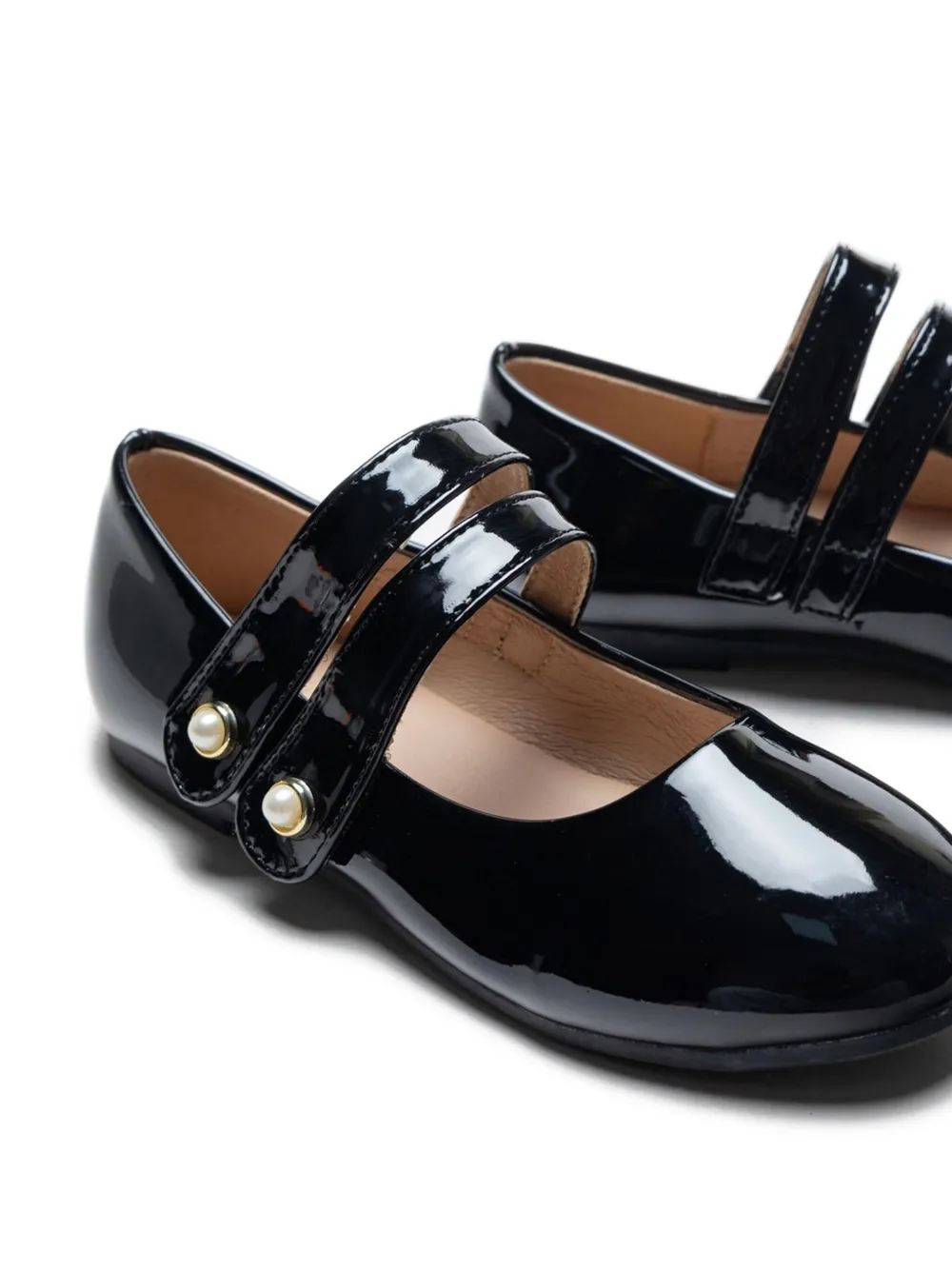 Tulleen patent-finish ballerina shoes Black