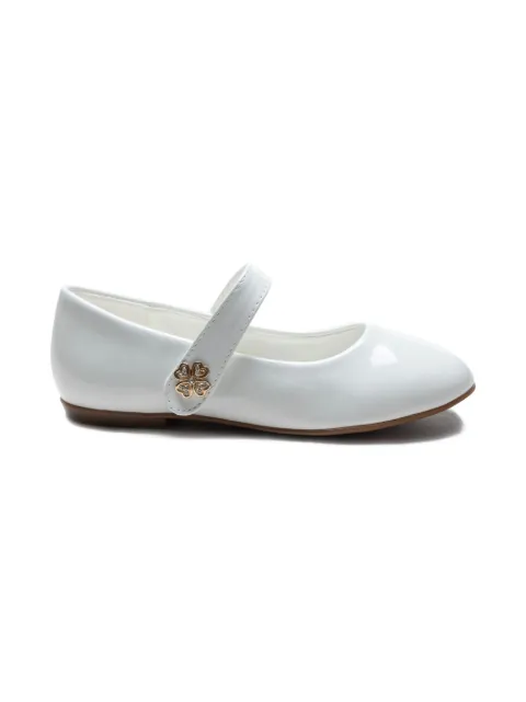 Tulleen patent-finish ballerina shoes