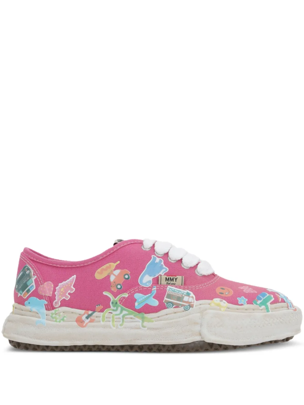 Maison MIHARA YASUHIRO sticker-print canvas sneakers Pink