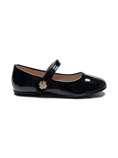 Tulleen patent-finish ballerina shoes