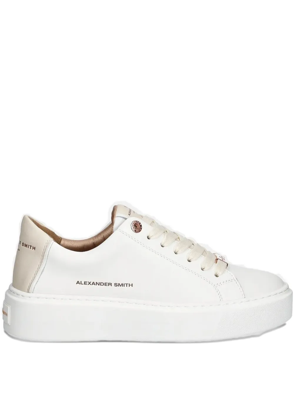 Alexander Smith London Leather Platform Sneakers In White