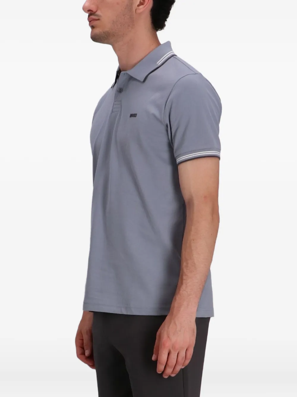 BOSS Poloshirt met contrasterende afwerking Blauw