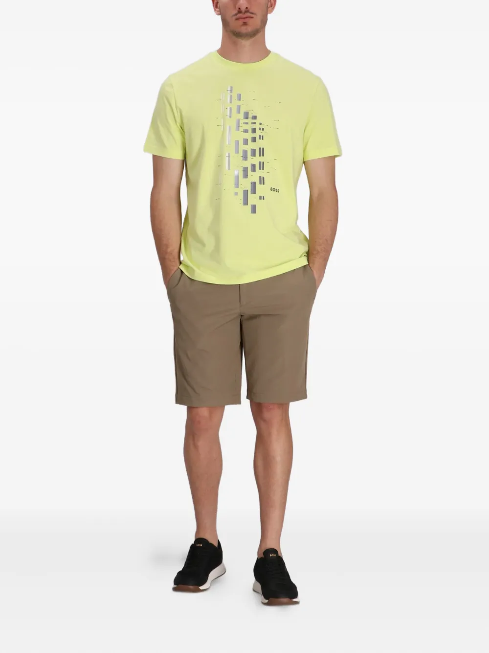 BOSS T-shirt met grafische print - Geel