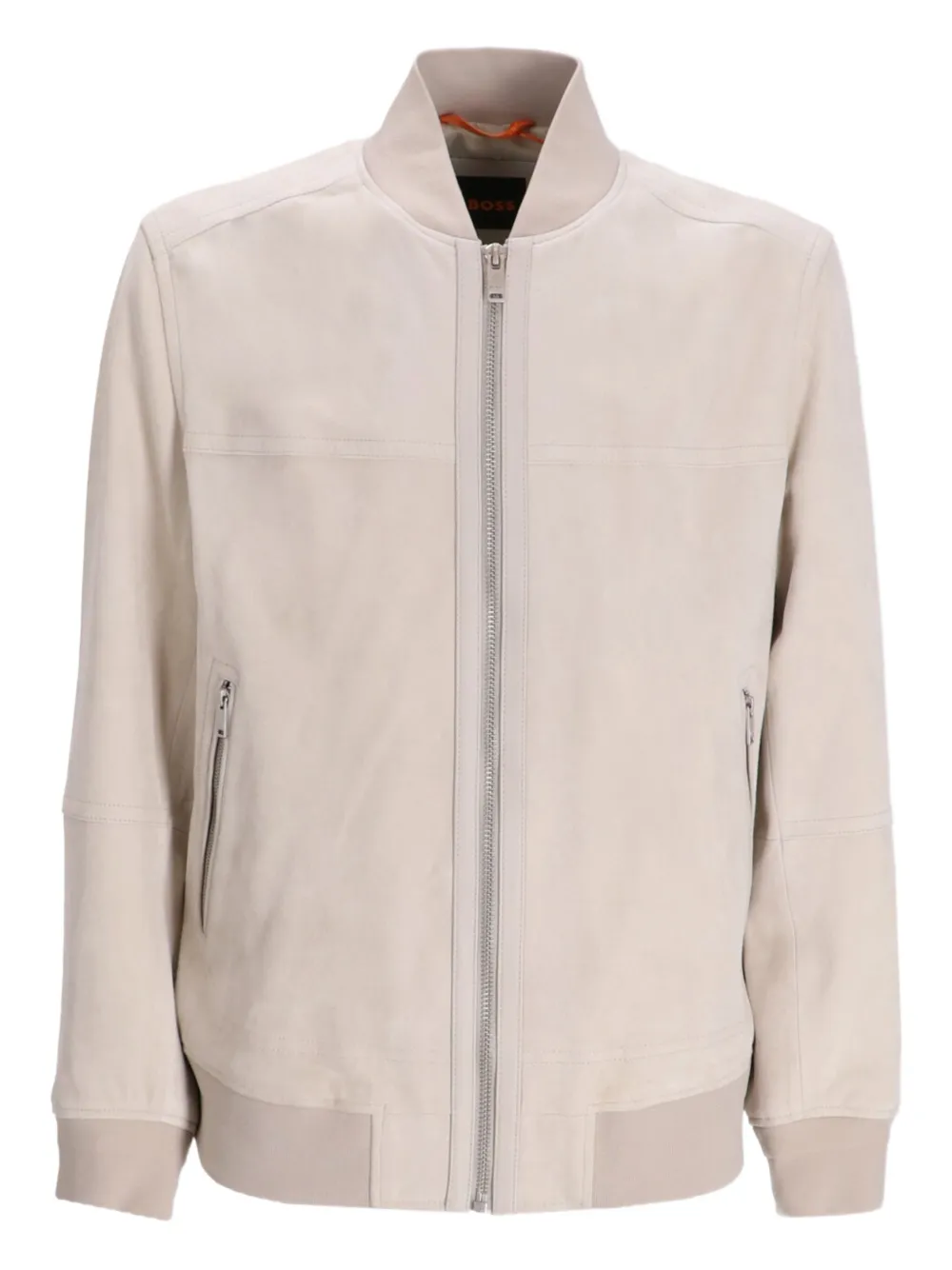 Hugo Boss Slim Linen-blend Bomber Jacket In Neutral